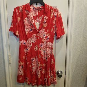 Free People, red combo size small dress NWT